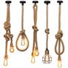 Vintage Pendant Lamp Hemp Rope Retro Double Heads Industrial Light Hanging Edison Chandeliers for Kitchen Decor Accessories