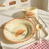 Cream Wind Croissant Binaural Soup Bowl Household Instant Noodle Bowl High Value Noodle Soup Bowl Snail Powder Bowl Tableware