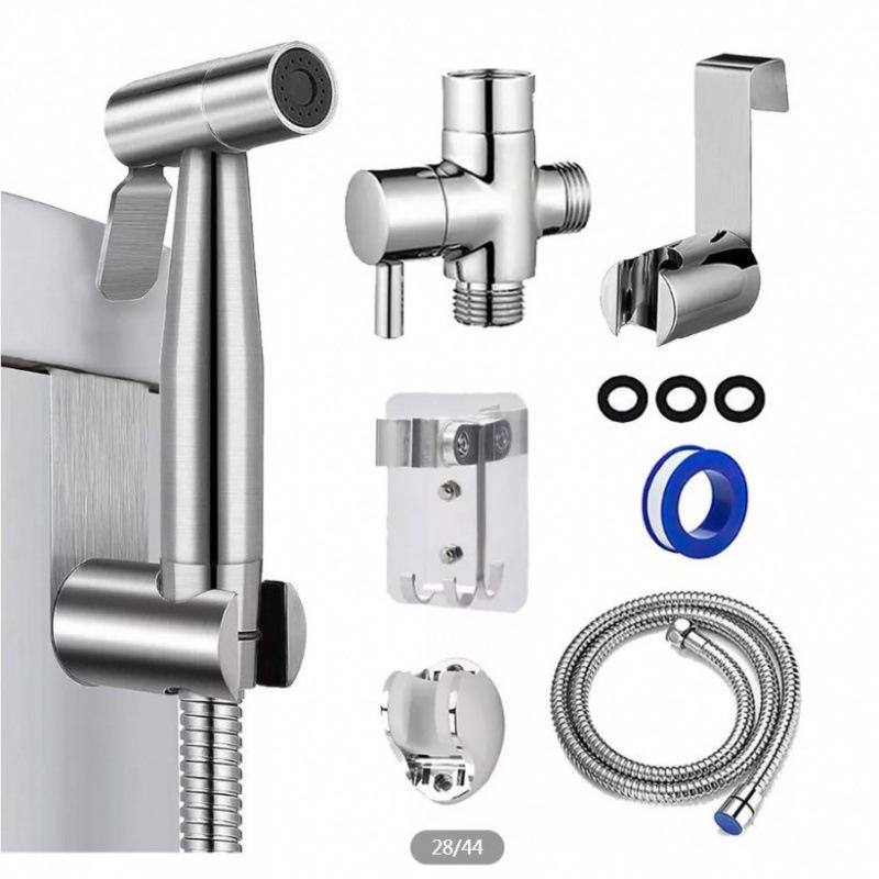 Women's Bidet Sprayer Set: High-Pressure Booster Faucet, Shower Head, and 304 Stainless Steel Toilet Splitter.