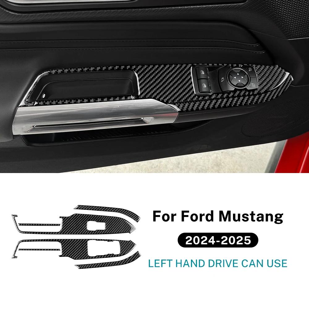 För Ford Mustang Dark Horse EcoBoost GT S650 2024 2025 2026 Äkta Mjuk Kolfiberklistermärke Bil Dörr Fönster Knapp Panel Trim