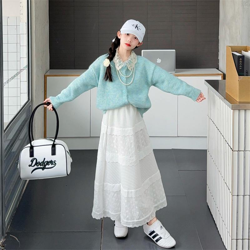 Herbst 2025 Mädchen Modischer Pullovermantel im koreanischen Stil - Stilvolles Outfit für große Kinder