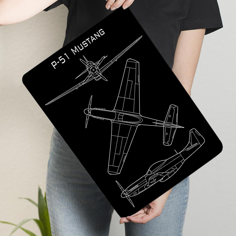 P Mustang Fighter Jet Metal Wall Art Vintage Aviation Decor for Home Office Military Collection