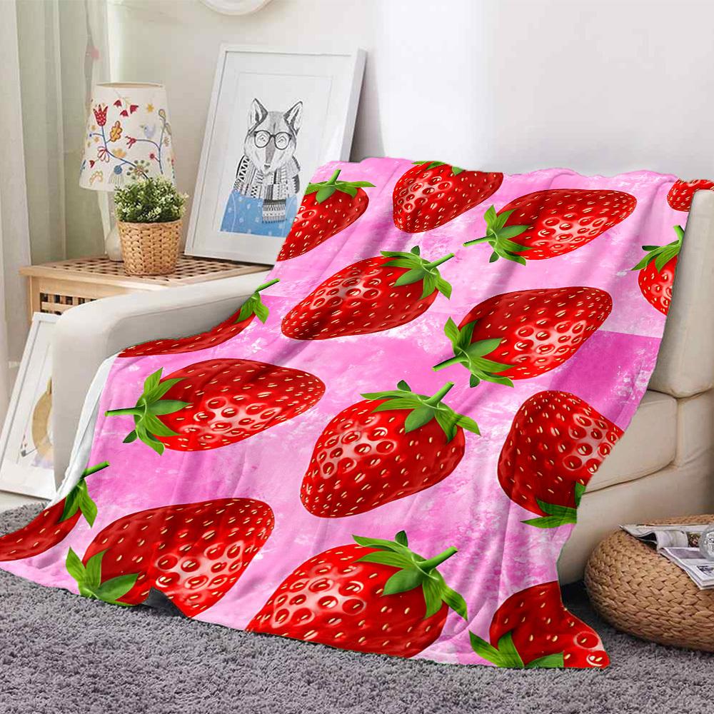 1pc Strawberry Pattern Blanket Warm, Cozy, And Soft, Suitable for Sofas, Beds, Cars, And Office Use.Perfect for Camping And Travel, Making It a Great