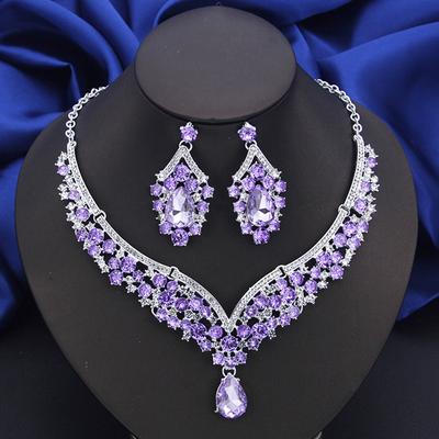 Wholesale Dangle Earrings and Choker Necklace Sets for Women Bridal Jewelry Set Colorful Dubai Jewelry Sets Fashion