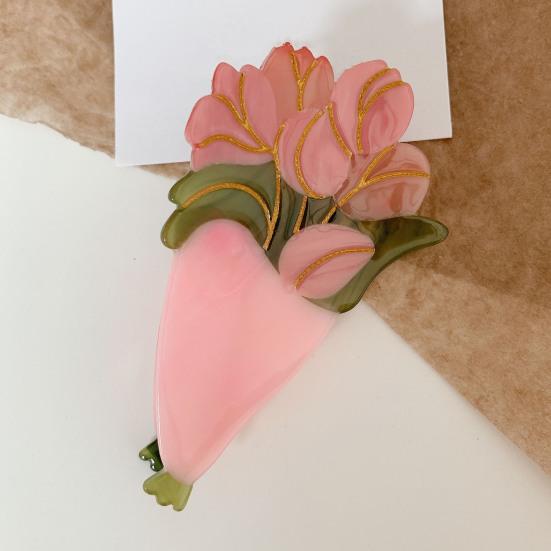 Bright Color Crossing Teeth Big Hair Clip Acetic Acid Tulip Sunflower Shape Bath Hairpin Styling Tool