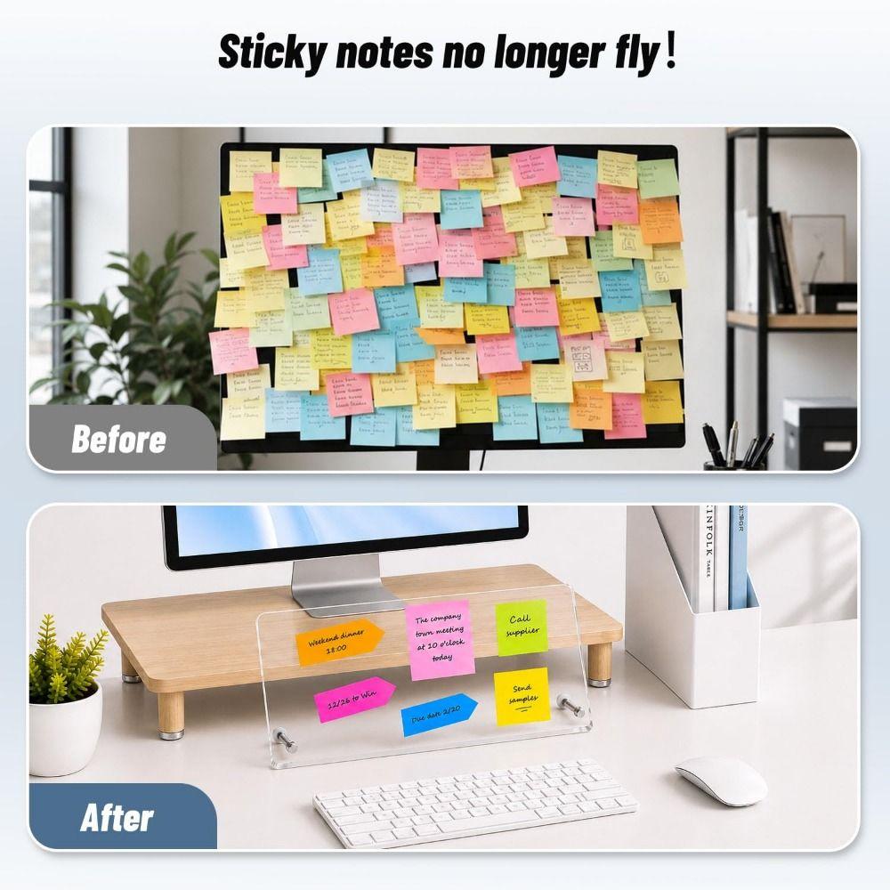 Reusable Memo Board Holder Adhesive-Free Sticky Note Holder Monitor Memo Board  Computer Monitor