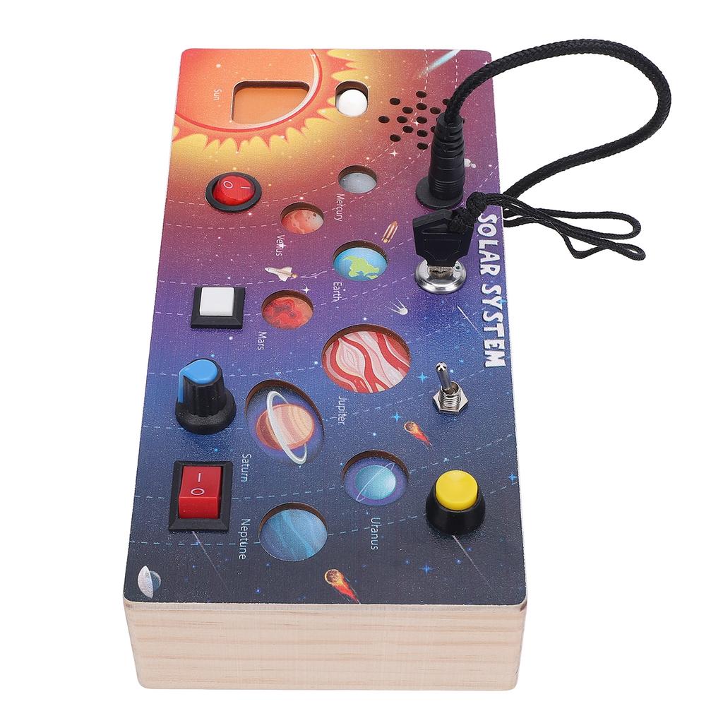 Toddler Sensory Board Solid Wood Switch Design Solar System Sensory Activity Board Toy for Early Edu