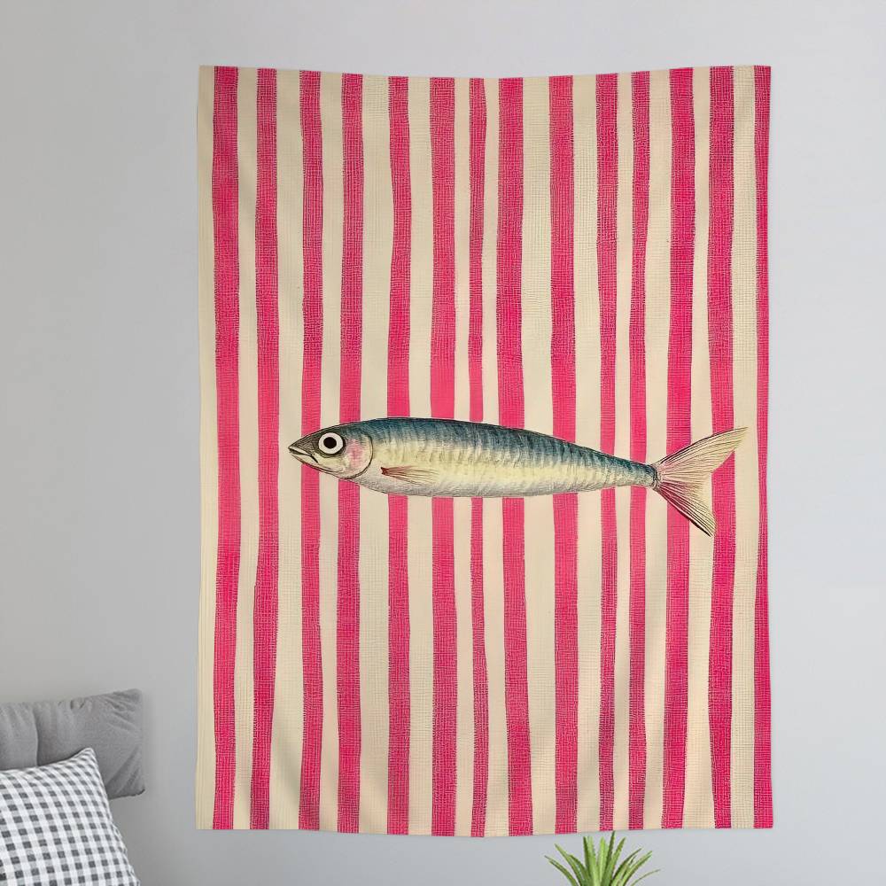 Colorful Sardine Lobster Fish Anime Tapestry Hanging Tarot Hippie Wall Rugs Dorm Wall Hanging Sheets
