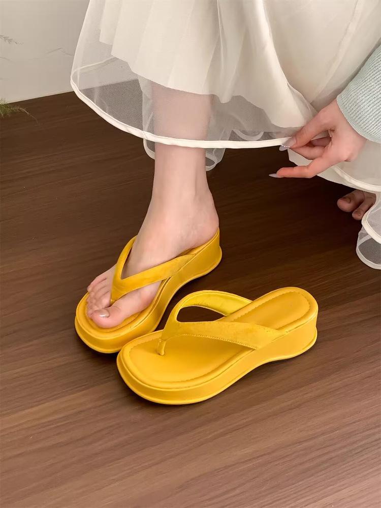 Keilabsatz High Heel Silber Kneif Zehensandalen Damenschuhe Oberbekleidung 2025 Sommer Plateau Erhöhung Schuhe Sandalen