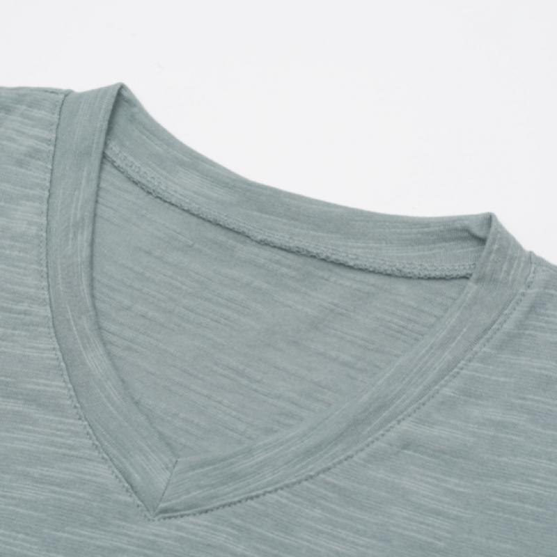 Shop Women Slub CoTTon V Neck ShorT sleeVe T shirT iVory Dai Wsh 0520