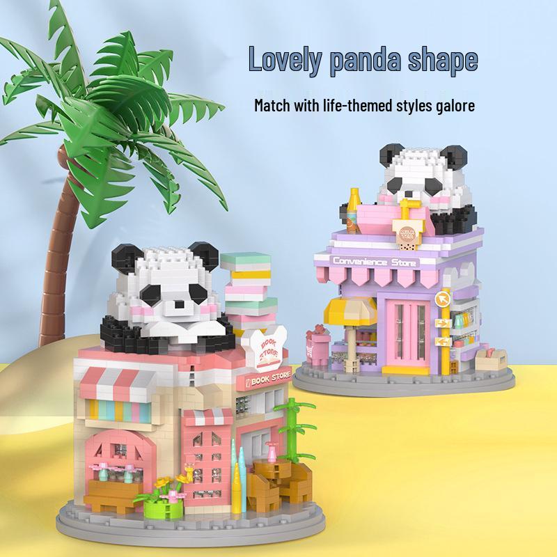 LEGO-kompatibel Panda Kaffebar Mikroklosser: Pedagogisk Byggeklossleke for Barn