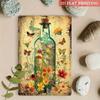 Vintage Metal Poster Butterfly Flowers Wall Art 8x12 Inch