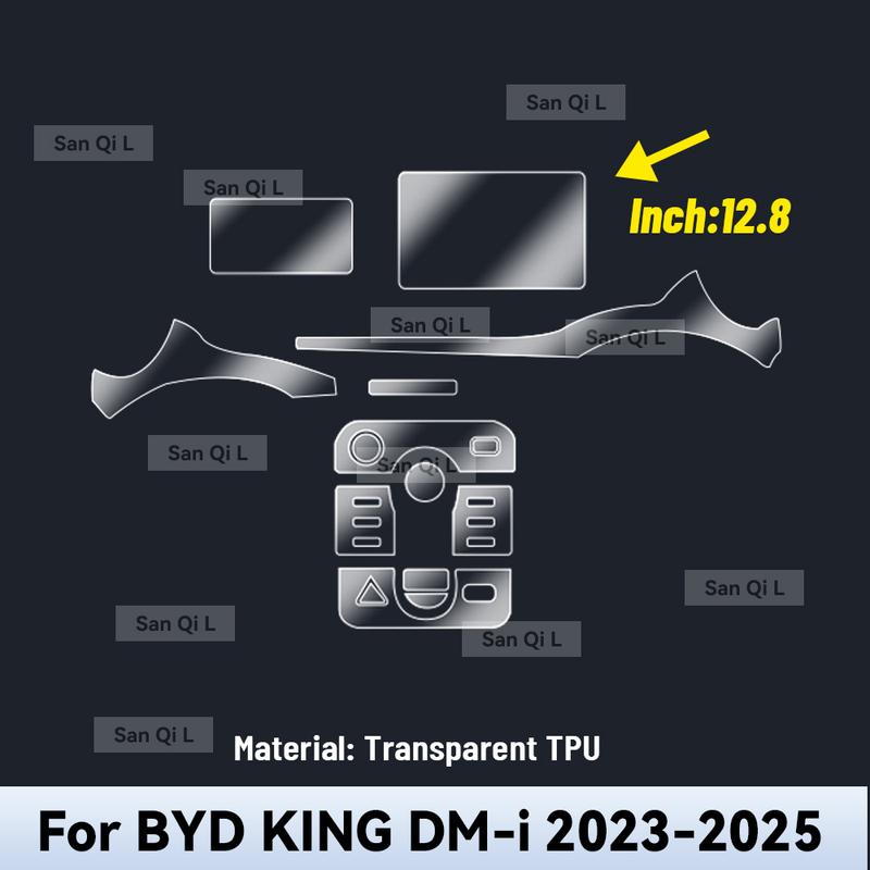 Interior TPU for BYD KING DM i  2024 2025 Protective Film Cover Anti-Scratch Gearbox Panel Navigation Screen Automotive