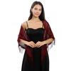 Women's Triangle Lace Shawl with Tassels Waved Shoulder Wrap Shawl Scarf for Bridal Gowns and Evening Parties