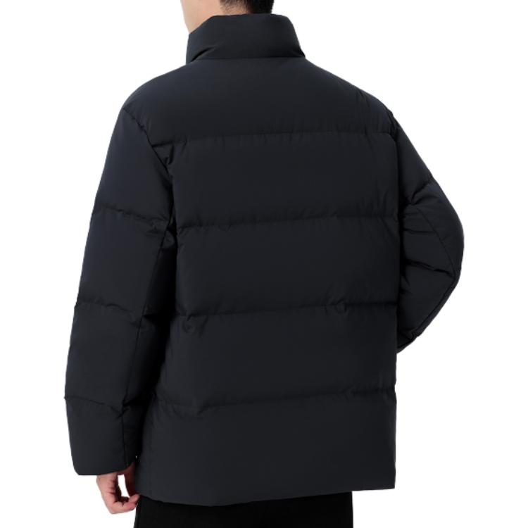 Li Ning Hot Pot Down Jacket Series Solid Color Stand Collar Water Resistant Short Down Jacket Men Jacket Black AYMT105-3