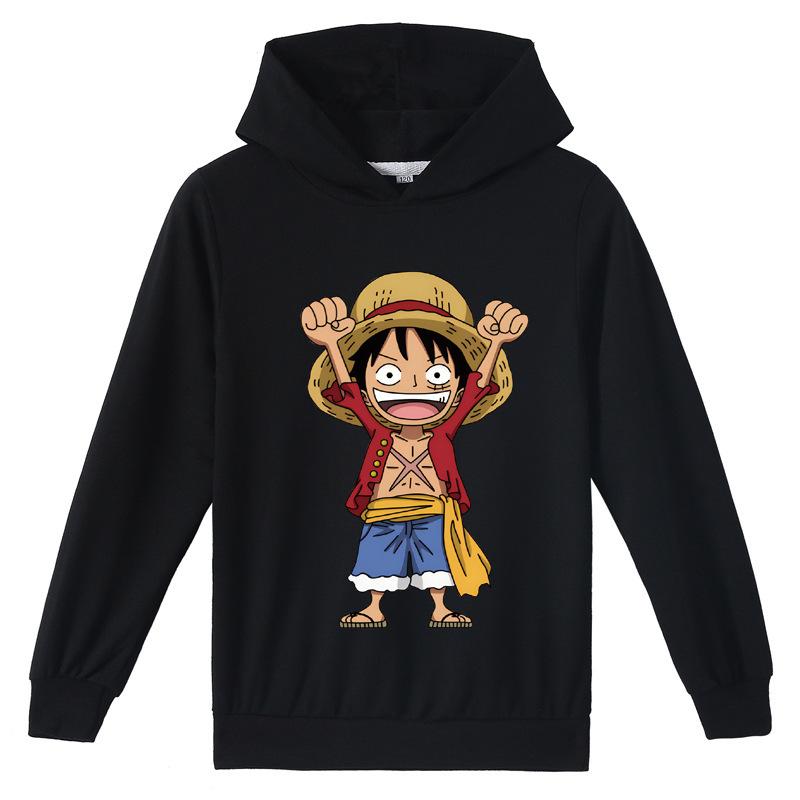Kindermode Cartoon Anime Protagonist Luffy Aufdruck Hoodie Herbst Winter Warm Bequem Lässig Täglicher Hoodie