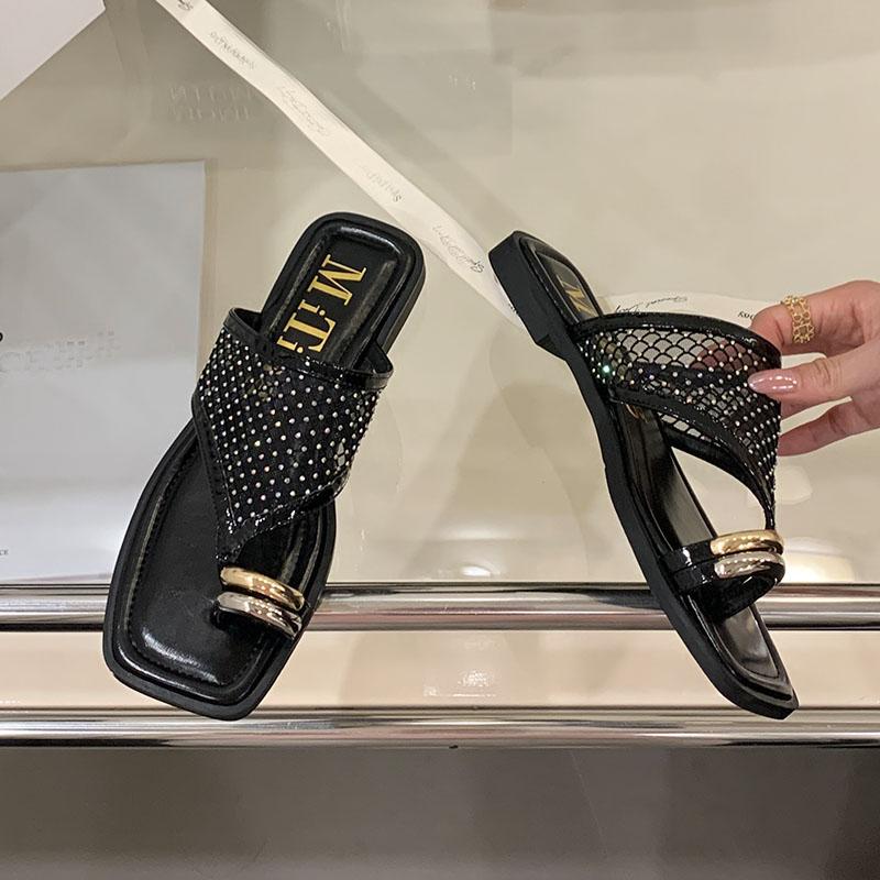 Fashion Fashion Metal Ladies Flats Slippers Sandals Shoes New In Summer Beach Slides Women Flats Slippers Shoes Female Flip flops