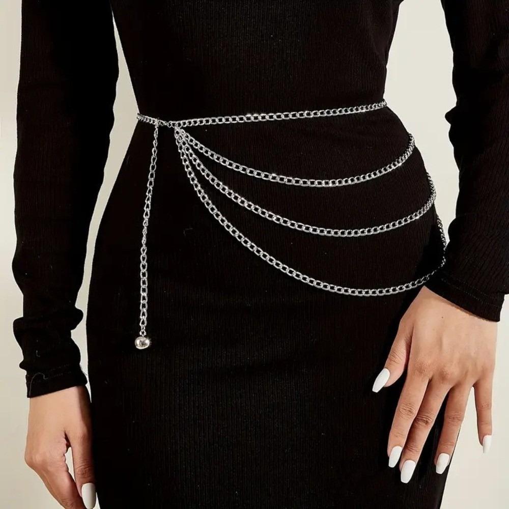 Multi layer Tassle Waist Chain Vintage Hip Hop Waist Chain Trendy Jeans Chain Belt  for Women