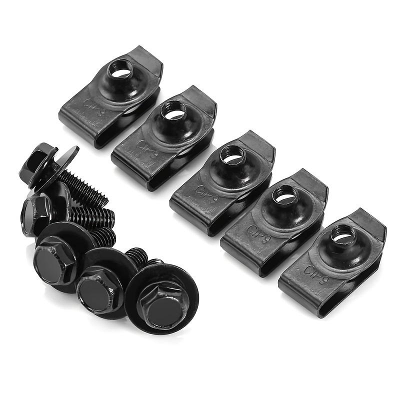 Odolné automobilové spony 40ks Černé kovové samovrtné U-tvarované automobilové spony M6 Snadno instalovatelné spony pro kryty motoru, nárazníky, podběhy