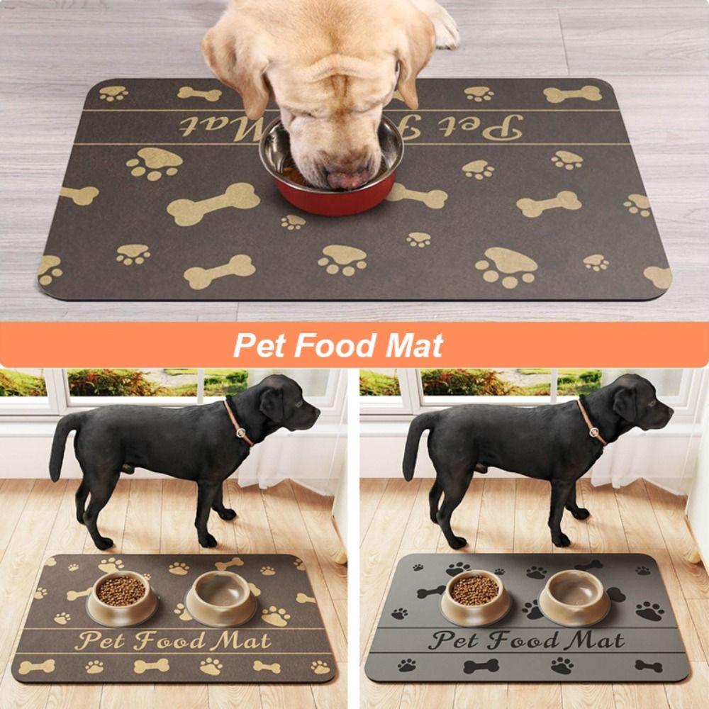 Rinseable Absorbent Pet Feeding Mat Quick Drying Anti-slip Dog Food Pad Stain-Resistant Pet Placemat Dog grigio