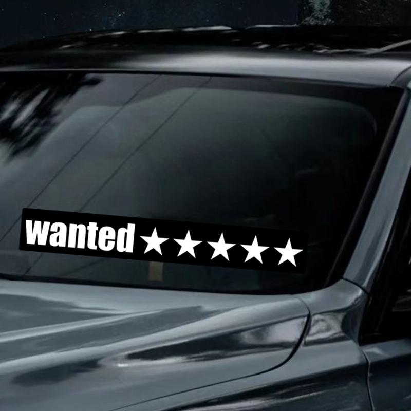 Custom EL Light Up Car Window Windshield Stickers 5 Stars Wanted Flashing/Sound Activated for Car Decoration