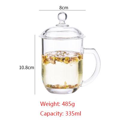 Glass Tea Cup Flower Clear Lead-Free Coffee Mugs with Handle and Lid Tea Cup for Women Birthday Valentines Wedding Gifts