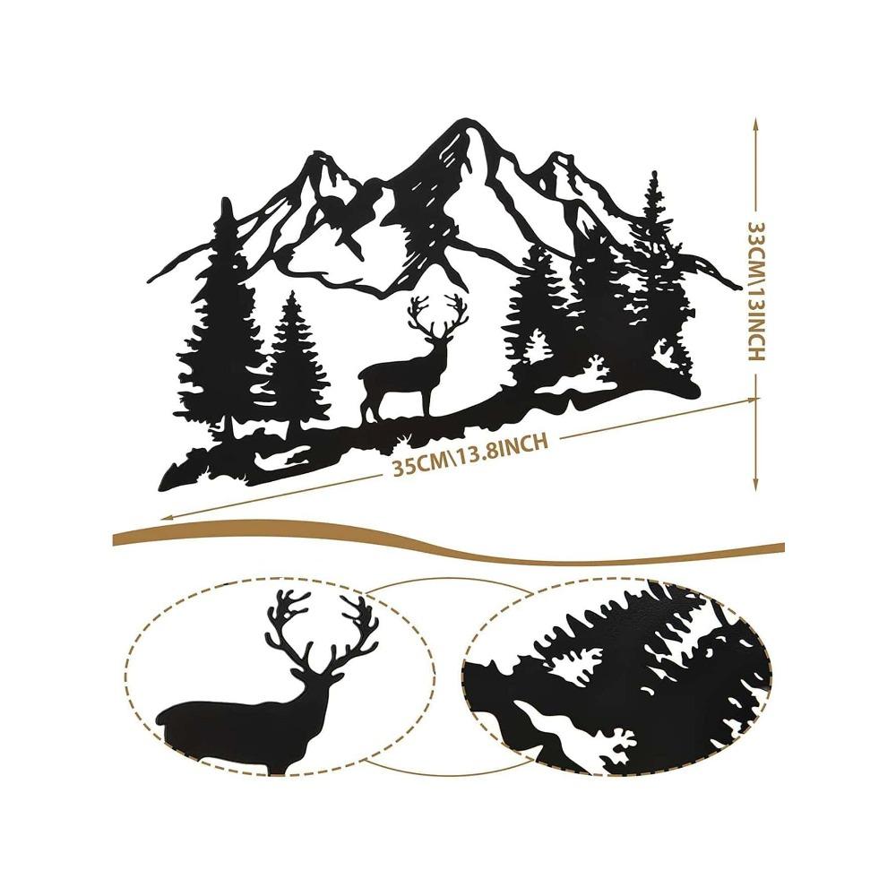 Wrought Iron Wall Decor Tree and Deer Hanging Art Metal Sculpture Home