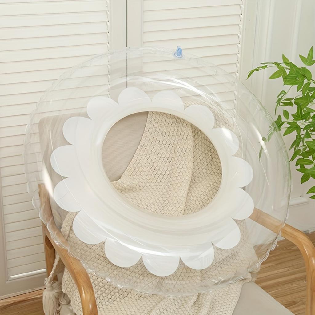 1 Stück Transparenter Schwimmring mit Blumenmuster, Aufblasbarer Schwimmring aus PVC, Tragbar, Wasser-Schwimmring, Für Outdoor-Strand, Poolparty