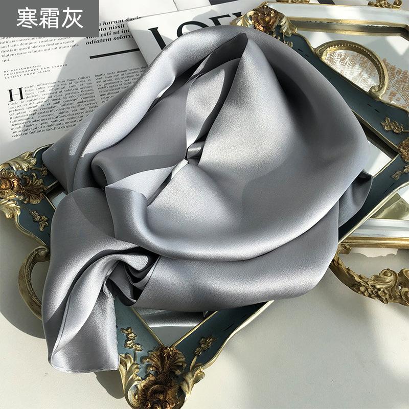 Two In Hand! Hangzhou Silk Solid Color Mulberry Silk Scarf Double-Layer Double-Sided Thin And Narrow Long Streamer Scarf Decorative Scarf