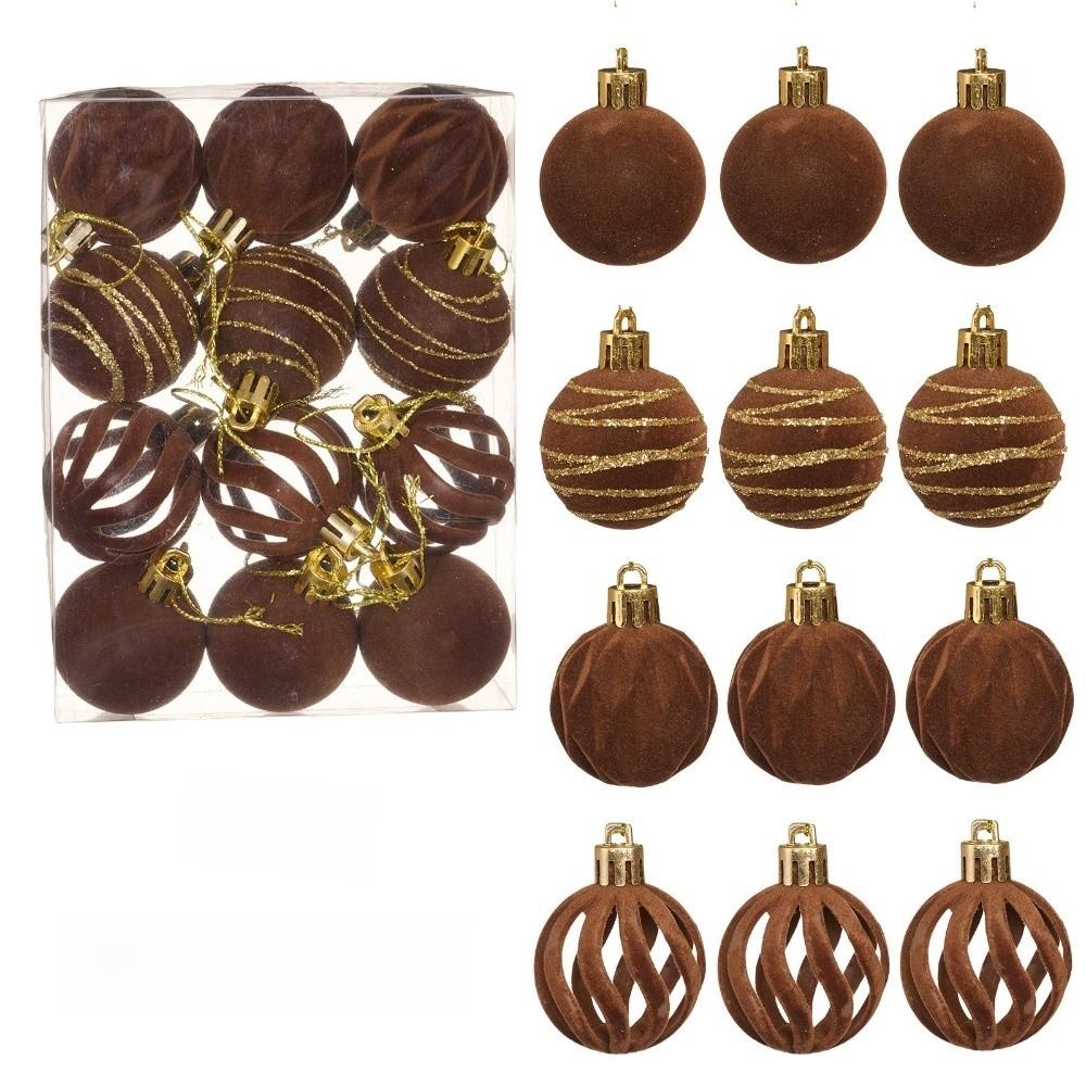 12 szt./zestaw 4 cm bombki choinkowe aksamitne błyszczące kule choinkowe flokowane plastikowe ozdoby na choinkę wieńce dekoracja
