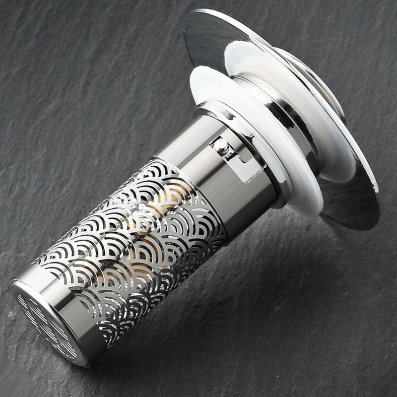 Not Clog Drain Stoppers with Accuracy Meshing Press Appear Sink Filter Steel ABS Coating Drain for Basin Bathtubs Kitchen