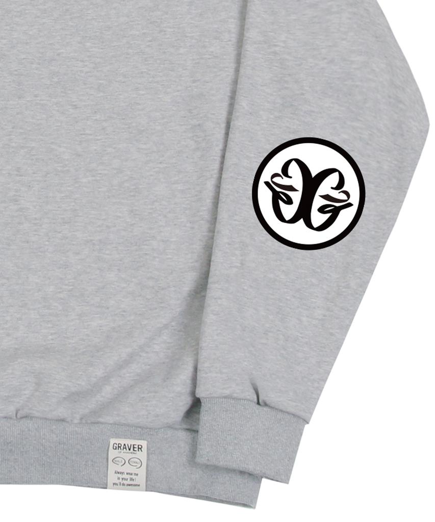 GRAVER [Unisex] Elbow Deco Logo Sweatshirt_Gray/Black Logo
