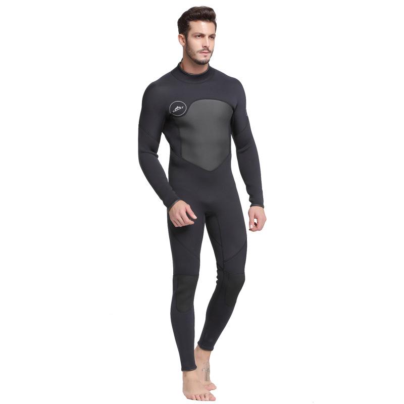 Men's Sharkbat 3MM Fleece-Lined Snorkeling Wetsuit: Warm, Cold-Proof, Windproof, Terry Cloth Adult Suit.