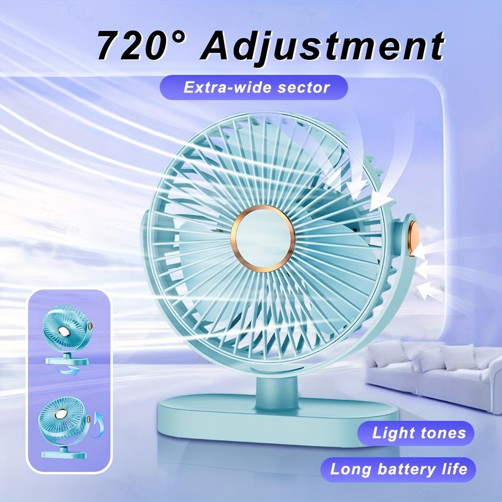 Reiseventilator 720° faltbar USB tragbar verstellbar klein 5-stufiger Tischventilator, unverzichtbar für Kreuzfahrten, Zuhause, Schlafzimmer und Büro-Schreibtische