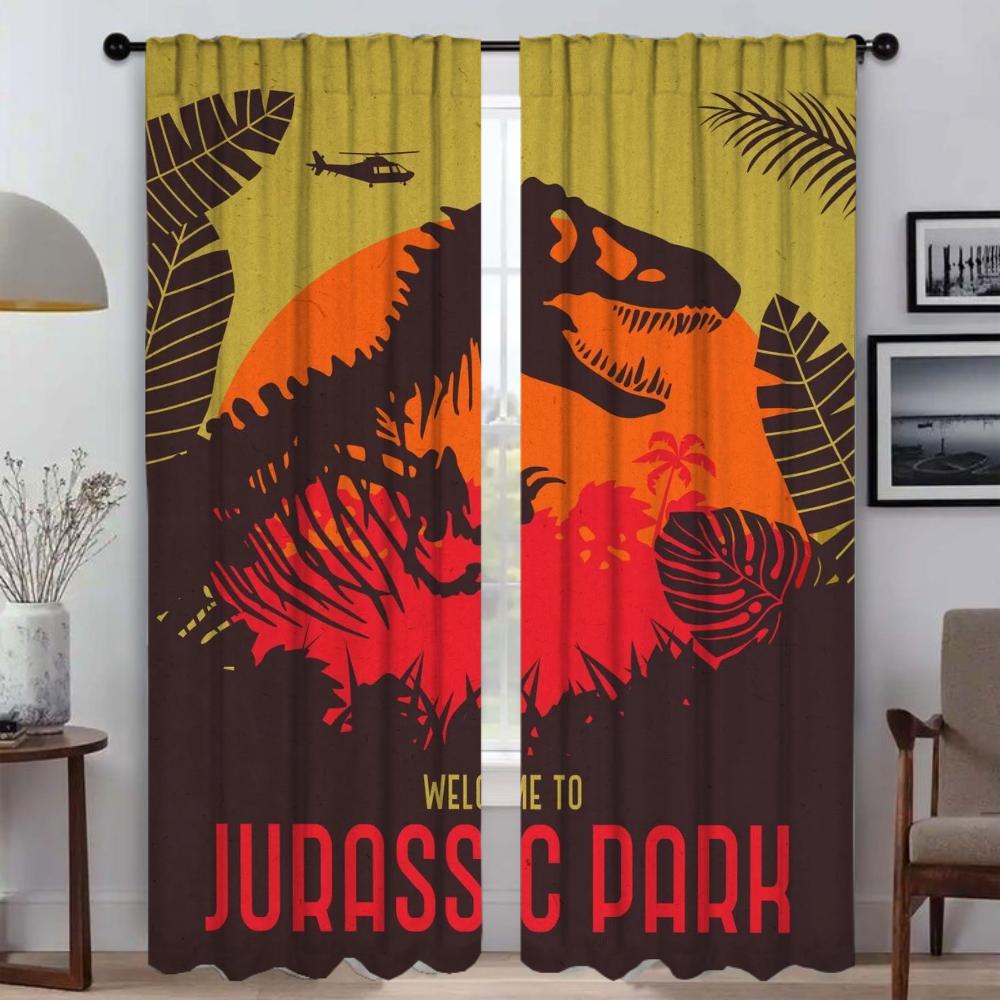 Jurassics Parks Tulle for Bedroom Home Interior Curtains for Living Room Partition Blackout Curtain Halloween Decoration Shades