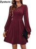 Spring/Autumn Women's Long Sleeve Casual Knit Dress with Pockets
