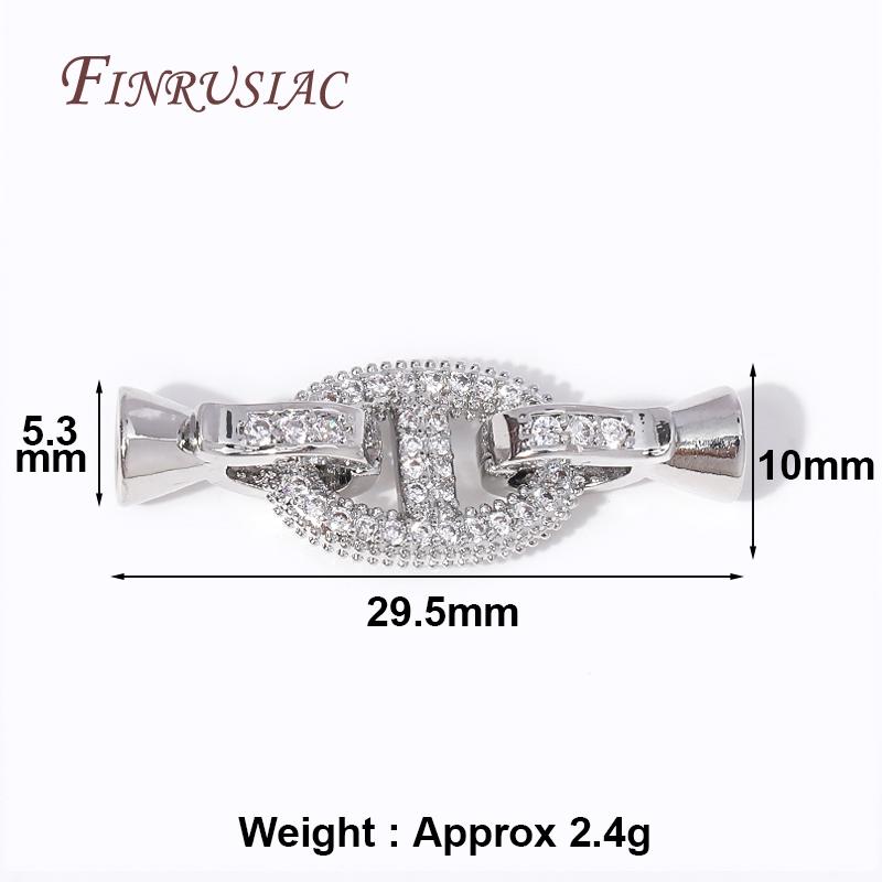 

18K Gold Plated Inlay Zircon Fastener Clasp Connectors Fashion Pig Snout Shape Bracelet Clasps DIY Jewelry Making Supplies 1 Piece