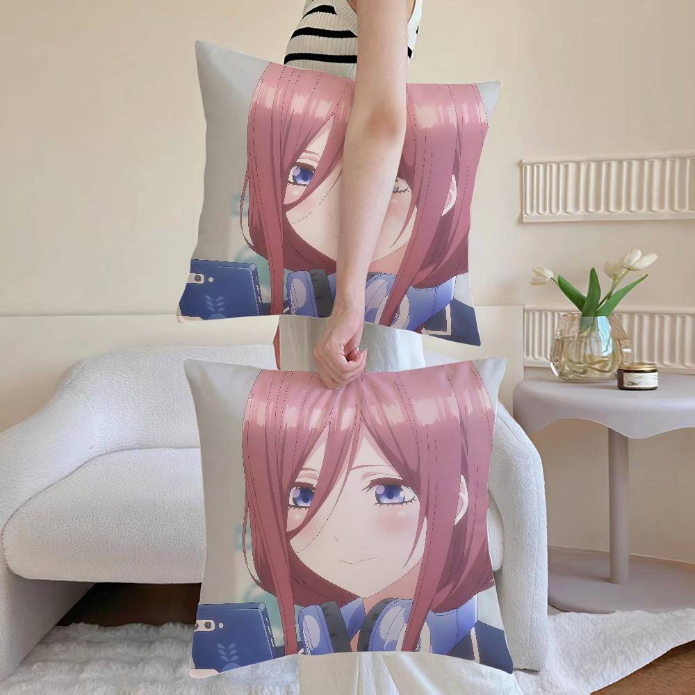 M-Miku Nakano Pillow Case Anti-dustmite Pillowcase Invisible zipper silky Sofa cushion cover