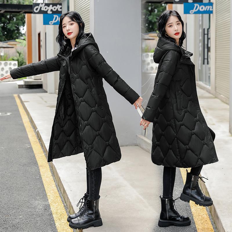 

Женская осенне-зимняя хлопковая куртка средней длины до колена, хлопковая куртка большого размера с капюшоном, студенческое хлопковое пальто
