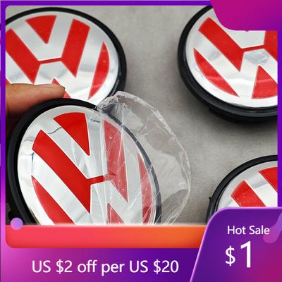 2026 Hot For VOLKSWAGEN VW 4pcs 65mm Red VW Car Wheel Center Caps For Volkswagen VW R GTI Golf 6 Passat CC Magotan Touran Tiguan
