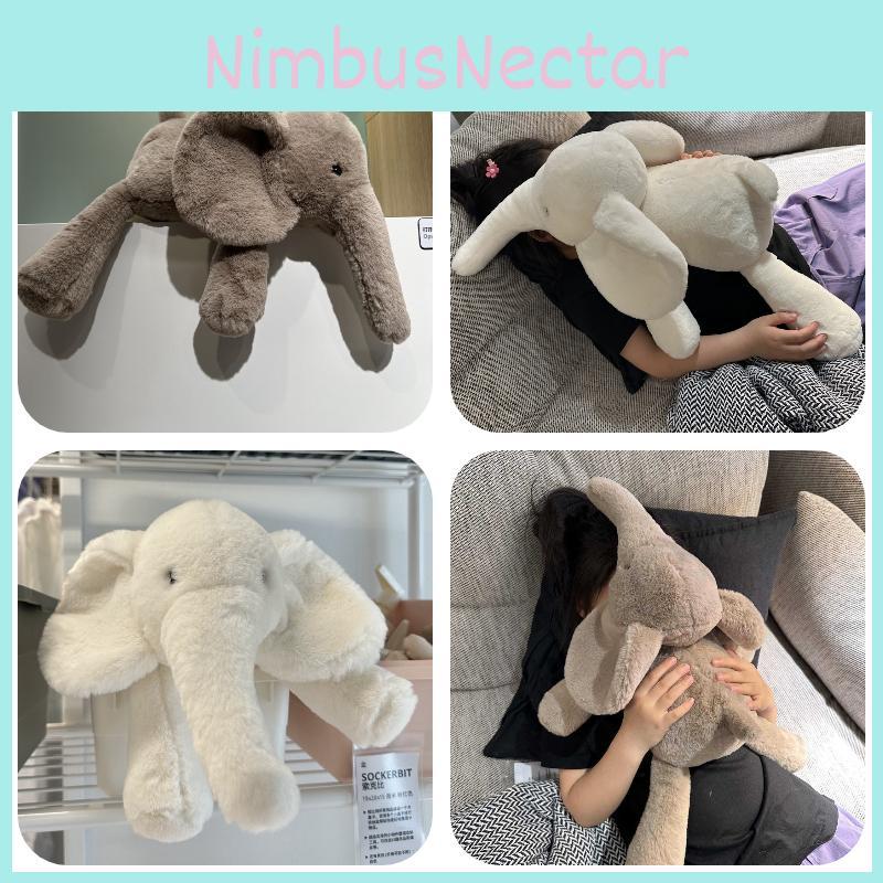 Ins Soft And Realistic Grey And White Elephant Plush Toy For Babies And Kids