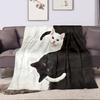Black and White Cats Yin-Yang Design Patterned flannel blanket perfect for the bedroom living room, sofa, or a little nap