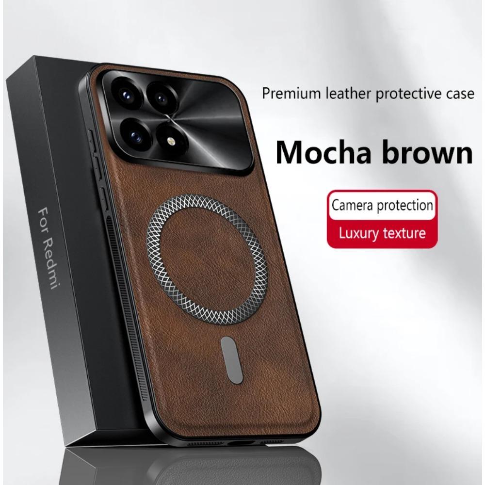

Business Leather Texture Magnetic Matte Phone Case For Xiaomi POCO F8 Pro Ultra Redmi K90 ProMax Wireless Charging Protect Cover For POCO F8 Pro коричневий