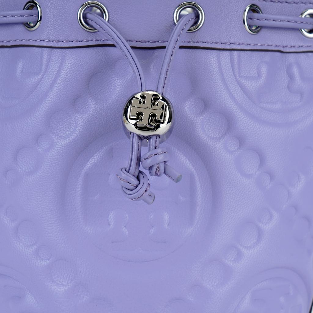 Tory Burch Letter Combination Embossed Napa Leather And Calfskin Bucket Bag Mini Women bags Purple 153113-501