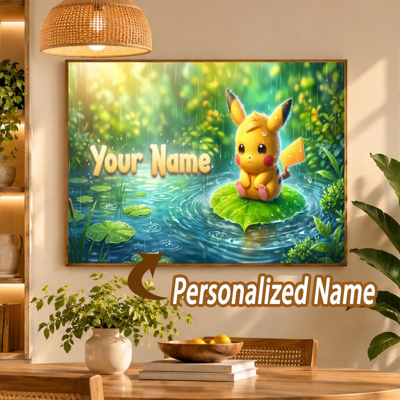 Pikachu Custom Name Diamond Painting Personalized 5D Full Drill DIY Diamond Art Home Decor