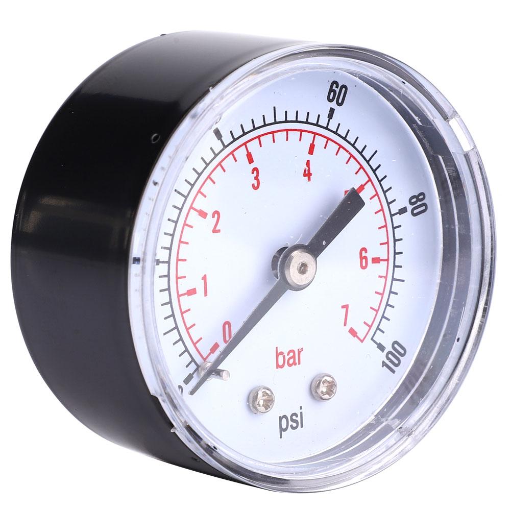 Pressure Gauge 50mm 1Celsius8 BSPT Back Connection for Water Oil Gas (0-15PSI 0-1Bar)