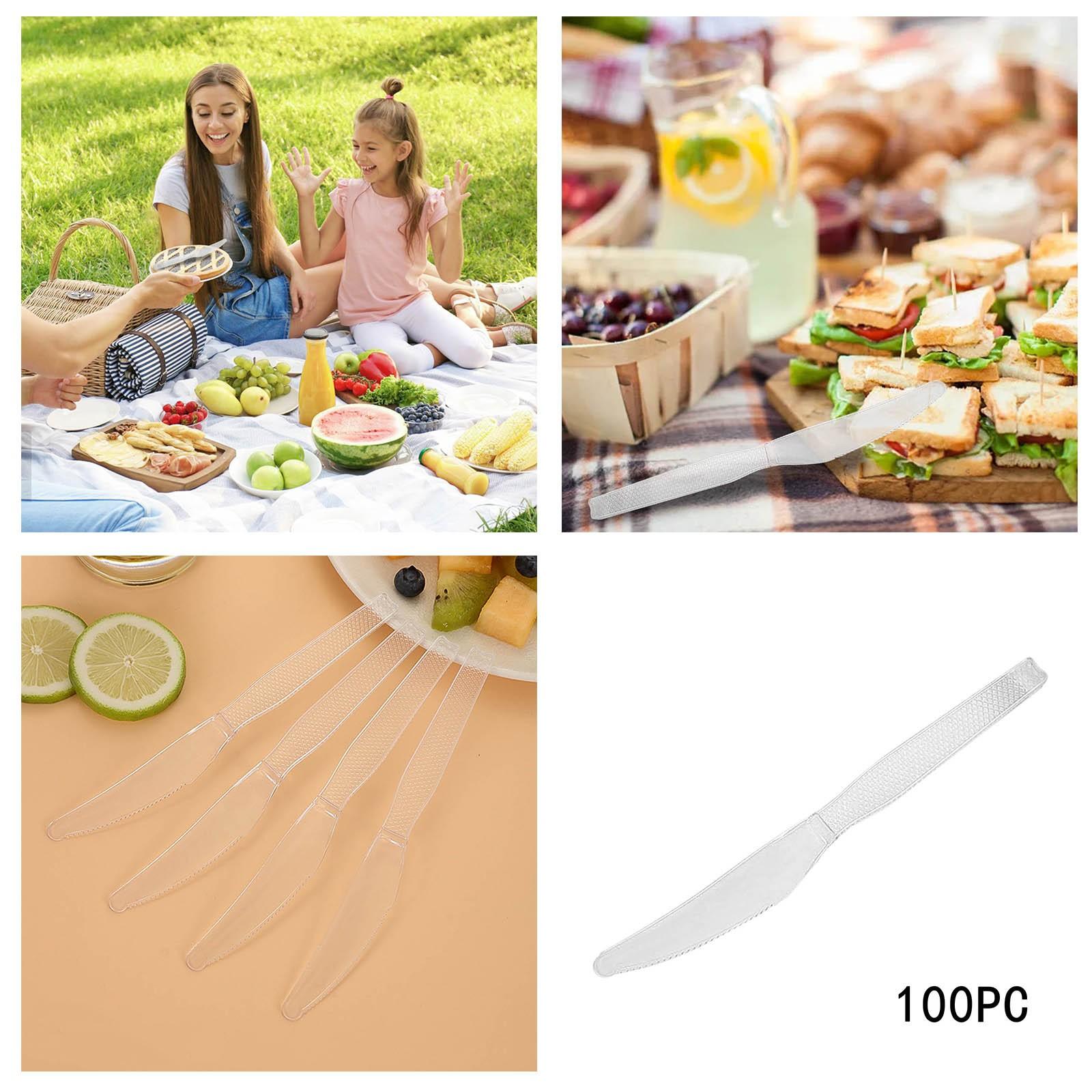 

100 Pcs Transparent Disposable Tableware Plastic Knife Happy Birthday Party Clear Knife Decor Kids Adults Wedding Party Supplies чистый