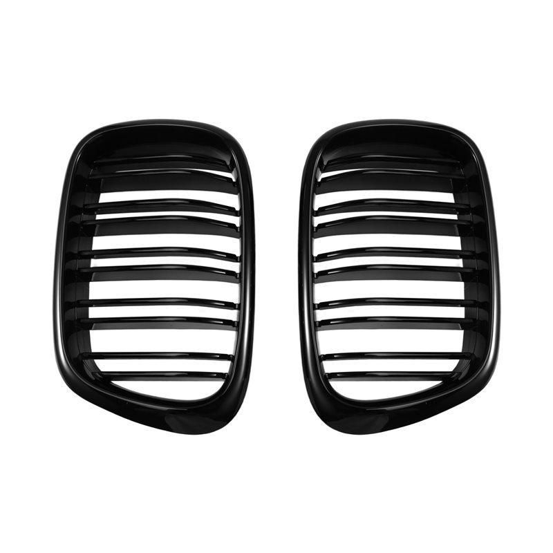For BMW 5 Series E39 1999-2003 Compatible Car Front Hood Grille Mesh Kidney Grill Replacement Part