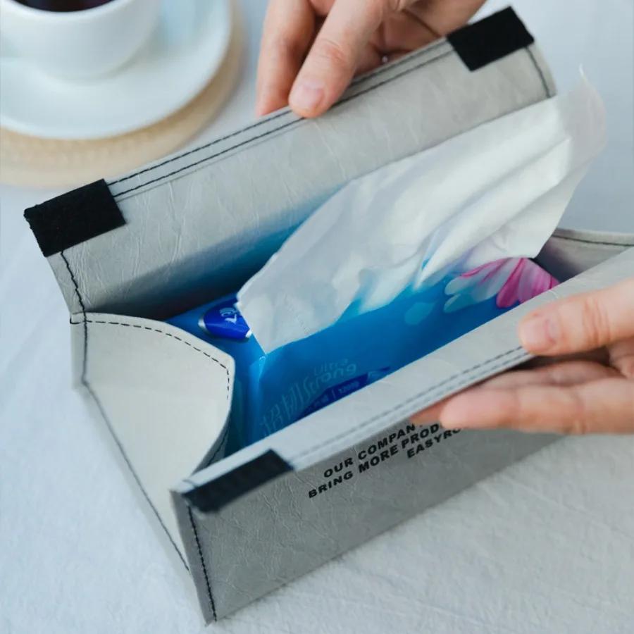 Household Kraft Paper Tissue Box Leather Tissue Storage Cover Kitchen Paper Drawer Bedroom Desktop High-end Decoration Box