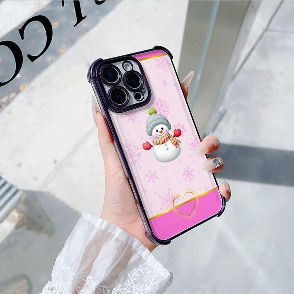 Ae108 Happy New Year Merry Christmas Electroplated TPU Phone Cases for Xiaomi 11 Lite Redmi Note 13 Pro 12C 9S 14C Huawei Four Corner Protection Cover